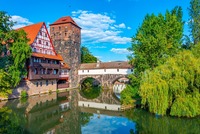 Das Bild zeigt den Fluss die Pegnitz in Nürnberg 